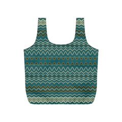 Boho Teal Green Stripes Full Print Recycle Bag (s) by SpinnyChairDesigns