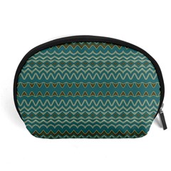 Boho Teal Green Stripes Accessory Pouch (large) by SpinnyChairDesigns