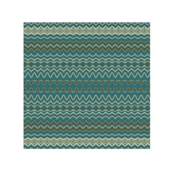 Boho Teal Green Stripes Small Satin Scarf (square) by SpinnyChairDesigns