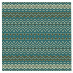 Boho Teal Green Stripes Wooden Puzzle Square by SpinnyChairDesigns