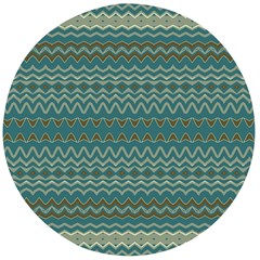 Boho Teal Green Stripes Wooden Bottle Opener (round) by SpinnyChairDesigns