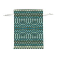 Boho Teal Green Stripes Lightweight Drawstring Pouch (l) by SpinnyChairDesigns