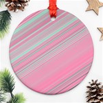 Turquoise and Pink Striped Ornament (Round) Front