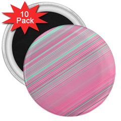 Turquoise And Pink Striped 3  Magnets (10 Pack)  by SpinnyChairDesigns