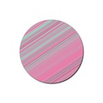 Turquoise and Pink Striped Rubber Coaster (Round)  Front