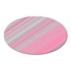 Turquoise And Pink Striped Oval Magnet by SpinnyChairDesigns