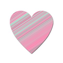 Turquoise And Pink Striped Heart Magnet by SpinnyChairDesigns