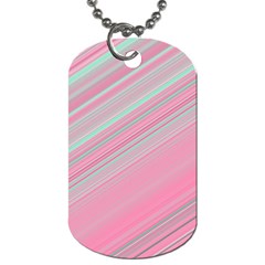 Turquoise And Pink Striped Dog Tag (one Side) by SpinnyChairDesigns