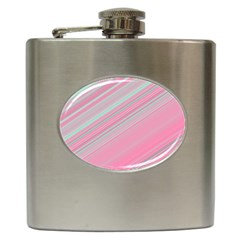 Turquoise And Pink Striped Hip Flask (6 Oz) by SpinnyChairDesigns