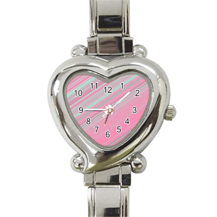 Turquoise and Pink Striped Heart Italian Charm Watch