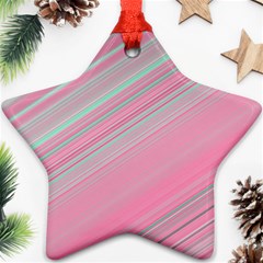 Turquoise And Pink Striped Star Ornament (two Sides) by SpinnyChairDesigns