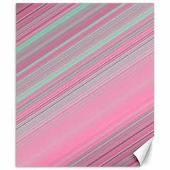 Turquoise And Pink Striped Canvas 8  X 10  by SpinnyChairDesigns