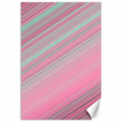 Turquoise And Pink Striped Canvas 12  X 18  by SpinnyChairDesigns