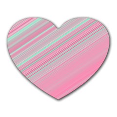 Turquoise And Pink Striped Heart Mousepads by SpinnyChairDesigns