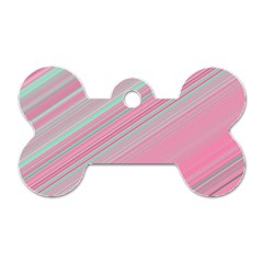 Turquoise And Pink Striped Dog Tag Bone (one Side) by SpinnyChairDesigns