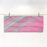 Turquoise and Pink Striped Hand Towel Front