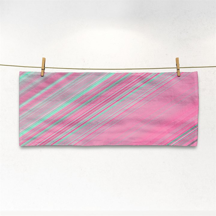 Turquoise and Pink Striped Hand Towel