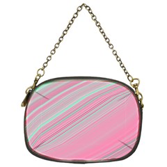 Turquoise And Pink Striped Chain Purse (one Side) by SpinnyChairDesigns