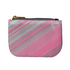 Turquoise And Pink Striped Mini Coin Purse by SpinnyChairDesigns