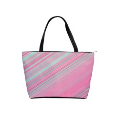 Turquoise And Pink Striped Classic Shoulder Handbag by SpinnyChairDesigns