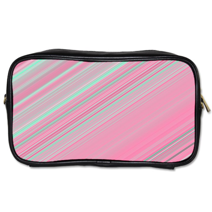 Turquoise and Pink Striped Toiletries Bag (One Side)