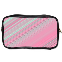 Turquoise And Pink Striped Toiletries Bag (two Sides) by SpinnyChairDesigns