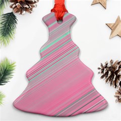 Turquoise And Pink Striped Ornament (christmas Tree)  by SpinnyChairDesigns