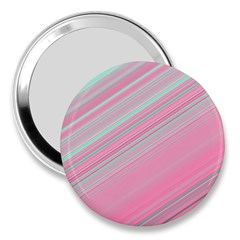 Turquoise And Pink Striped 3  Handbag Mirrors by SpinnyChairDesigns