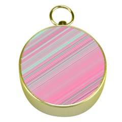 Turquoise And Pink Striped Gold Compasses by SpinnyChairDesigns