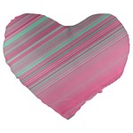 Turquoise and Pink Striped Large 19  Premium Flano Heart Shape Cushions Front