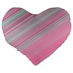 Turquoise and Pink Striped Large 19  Premium Flano Heart Shape Cushions Back