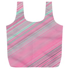 Turquoise And Pink Striped Full Print Recycle Bag (xxxl) by SpinnyChairDesigns