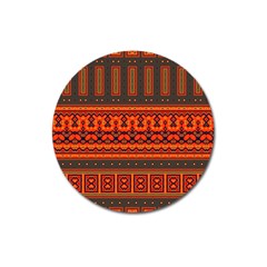 Boho Aztec Rust Orange Color Stripes Magnet 3  (round) by SpinnyChairDesigns