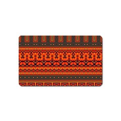 Boho Aztec Rust Orange Color Stripes Magnet (name Card) by SpinnyChairDesigns