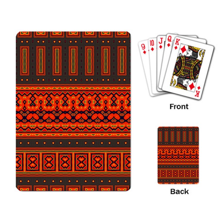 Boho Aztec Rust Orange Color Stripes Playing Cards Single Design (Rectangle)