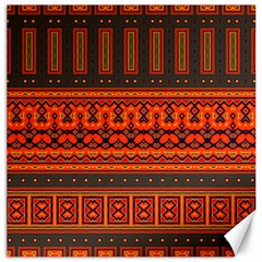 Boho Aztec Rust Orange Color Stripes Canvas 16  X 16  by SpinnyChairDesigns