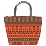 Boho Aztec Rust Orange Color Stripes Bucket Bag Front