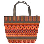 Boho Aztec Rust Orange Color Stripes Bucket Bag Back