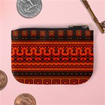 Boho Aztec Rust Orange Color Stripes Mini Coin Purse Back