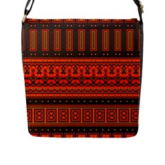 Boho Aztec Rust Orange Color Stripes Flap Closure Messenger Bag (l) by SpinnyChairDesigns