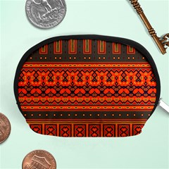 Boho Aztec Rust Orange Color Stripes Accessory Pouch (medium) by SpinnyChairDesigns