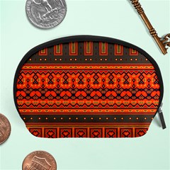 Boho Aztec Rust Orange Color Stripes Accessory Pouch (large) by SpinnyChairDesigns