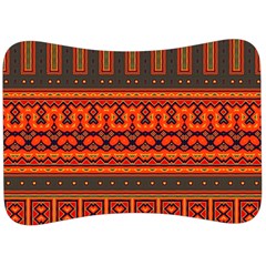 Boho Aztec Rust Orange Color Stripes Velour Seat Head Rest Cushion by SpinnyChairDesigns