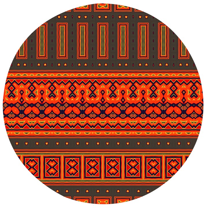 Boho Aztec Rust Orange Color Stripes Wooden Bottle Opener (Round)