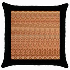 Boho Fancy Peach  Throw Pillow Case (black) by SpinnyChairDesigns