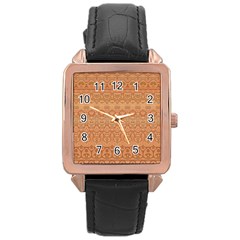 Boho Fancy Peach  Rose Gold Leather Watch  by SpinnyChairDesigns