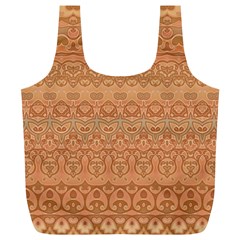 Boho Fancy Peach  Full Print Recycle Bag (xl) by SpinnyChairDesigns