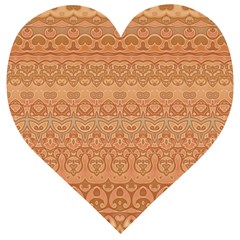 Boho Fancy Peach  Wooden Puzzle Heart by SpinnyChairDesigns