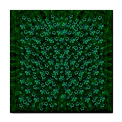 Leaf Forest And Blue Flowers In Peace Tile Coaster by pepitasart