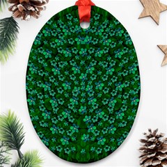 Leaf Forest And Blue Flowers In Peace Ornament (oval) by pepitasart